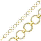 925 Ayar Gümüş Gold Yuvarlak Taşlı Kadın Bileklik