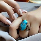 Gümüş Otantik Turkuaz Taşlı Yüzük 