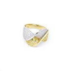 14 Ayar Çift Renk Swarovski Taşlı Fantezi Yüzük