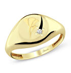 Gül Desenli Tektaşlı Altın Yüzük