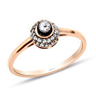 Elmas Motifli 14 Ayar Tektaş Yüzük