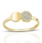 Petek Desenli Taşlı Altın Yüzük