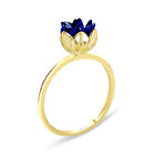 Lacivert Lotus Çiçeği Altın Yüzük