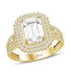 3.5 Karat Görünümlü Baget Kesim Sarı Altın Yüzük