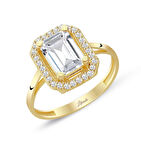 Kare Taşlı Modern Baget Yüzük