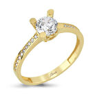 Kolları Taşlı Altın Tektaş Yüzük