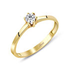 6 Tırnaklı Tektaş Mini Altın Yüzük