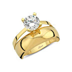 Tektaş Alyanslı Altın Yüzük