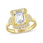 Taşlı Fantezili Altın Baget Yüzük