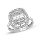 Baget Taşlı Beyaz Altın Yüzük