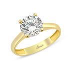 Altın Yuvarlak Tırnaklı Tektaş Yüzük