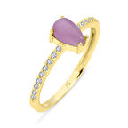 Mor Damla Taşlı Altın Spor Yüzük (YZK0135)
