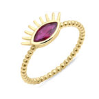 Kırmızı Taş Detaylı Altın Kirpik Yüzük (YZK0235)