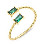 Altın Yeşil Baget Taşlı Yüzük