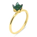 Altın Yeşil Taşlı Lotus Çiçeği Yüzük (YZK0252)