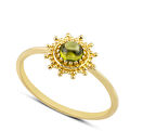 14 Ayar Altın Yeşil Yuvarlak Taşlı Yüzük YZK055B