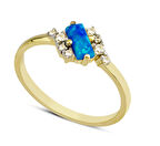 14 Ayar Altın Karışık Mavi Taşlı Yüzük YZK058B