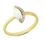 Harem Altın 14 Ayar Altın Beyaz Mekik Taşlı Yüzük YZK064