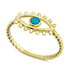 14 Ayar Altın Mavi Taşlı Göz Yüzük YZK067B