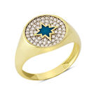 14 Ayar Altın Mavi Kutup Yıldızı Yüzük YZK094B
