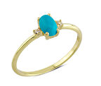 14 Ayar Altın Mavi Oval Taşlı Yüzük YZK098A