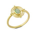 14 Ayar Altın Yeşil Taşlı Dairesel Yüzük YZK140
