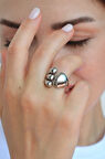 Çoklu Bombeli Asimetrik Yüzük Gümüş Renkli