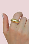 Retro Bombeli Yüzük Gold Renkli
