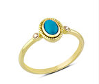 14 Ayar Altın Mavi Taşlı Sıvamalı Yüzük YZK168