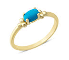 14 Ayar Altın Mavi Oval Taşlı Yüzük YZK374A
