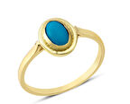 14 Ayar Altın Sıvamalı Mavi Taşlı Yüzük YZK376A