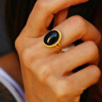 14 Ayar Altın Meftul Oniks Yüzük