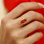 Telkari Mekik Kırmızı Yüzük