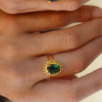 14 Ayar Altın Telkari Zümrüt Yüzük