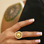 14 Ayar Altın Yelpaze Incili Yüzük