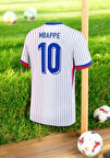2024/25 Fransa Milli Takımı Mbappe 10 Forması Beyaz Çizgili T-Shirt