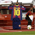 Ronaldinho Barcelonafc Bordo Mavi Renk Retro Çocuk Forma Şort Seti / Ronaldinho