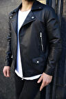 Yeni Sezon Slim Fit Biker Deri Ceket