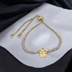 Özgün Tasarımıyla, Mevlana Motifli Beyaz Taşlı ve 14 Ayar Altın Plakalı Z Harfli Bileklik