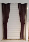 TÜL FON PERDE BORDO RENK 1/3 SIK PİLELİ DİKİM
