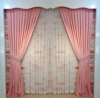 Bebe Pembesi Renk Fon Kadife Perde Çift Kanat 1/3 Sık Pileli Dikim V-26