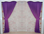 Lila Renk Fon Kadife Perde Çift Kanat 1/3 Sık Pileli Dikim V-36