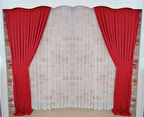 Kırmızı Renk Fon Kadife Perde Çift Kanat 1/3 Sık Pileli Dikim V-39