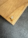 316 L Cerrahi Çelik  Kalp Damla Zirkon 6x1.2mm Altın Labret Piercing