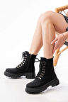812-2121 Siyah Zümrüt Bağcıklı Fermuarlı Günlük Kadın Bot