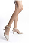 Kadın Bej Alçak Stiletto İnce Topuklu ayakkabı