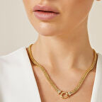 Harem Altın Double Sıralı Taşlı Kolye ZKU041