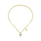 Harem Altın Beyaz Taşlı Kilit Kolye ZKU080