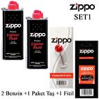 Zippo 2 Benzin+1 Paket Taş+ 1 Fitil Seti