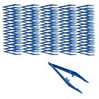 Penset 13 cm Plastik Mavi - Küt Uçlu Dişli Düz Cımbız - 100 Adet Toptan Set